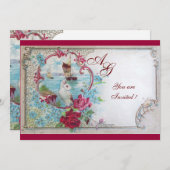 ROMANTICA MONOGRAM、赤白青 招待状 (正面/裏面)