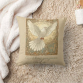 Romantically Nostalgic Peace Dove Greeting Card クッション (ブランケット)