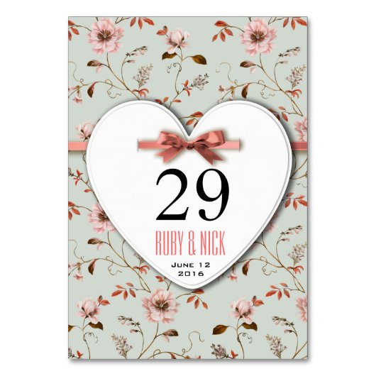 RomanticCharmヴィンテージフラワー結婚ズコレクション テーブルナンバー (裏面)