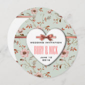 RomanticCharmヴィンテージ結婚フローラのコレクション 招待状 (正面/裏面)