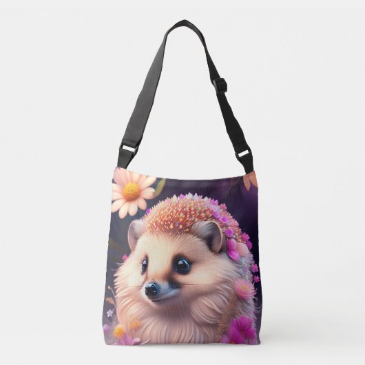 Romantik Igel mit Blumen クロスボディバッグ (正面)
