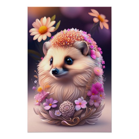 Romantik Igel mit Blumen ポスター (正面)