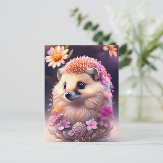 Romantik Igel mit Blumen ポストカード (スタンド正面)