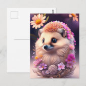 Romantik Igel mit Blumen ポストカード (正面/裏面)