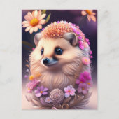 Romantik Igel mit Blumen ポストカード (正面)