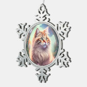 Romantik Katze mit Blumen スノーフレークピューターオーナメント (右)