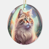 Romantik Katze mit Blumen セラミックオーナメント (左)