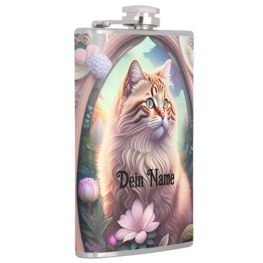 Romantik Katze mit Blumen フラスク (右)