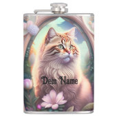 Romantik Katze mit Blumen フラスク (正面)