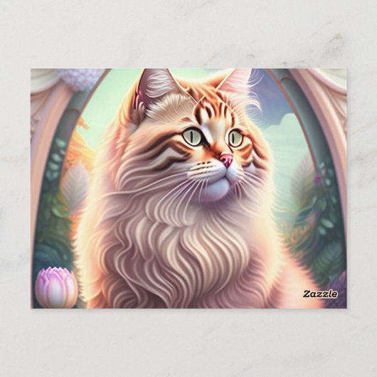 Romantik Katze mit Blumen ポストカード (裏面)