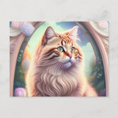 Romantik Katze mit Blumen ポストカード (正面)