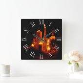 romantisch mystische Kerzen Holz Wanduhr スクエア壁時計 (ホーム)