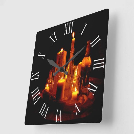 romantisch mystische Kerzen Holz Wanduhr スクエア壁時計 (傾斜)