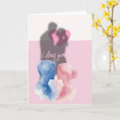 Romantische Aquarell Liebeskarte mit Paar, Schatte カード (黄色い花)