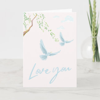 Romantische Liebeskarte Love You mit fliegenden Ta カード