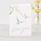 Romantische Liebeskarte Love You mit fliegenden Ta カード (黄色い花)