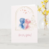 Romantische Liebeskarte mit Paar im Aquarell-Stil カード (黄色い花)