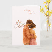 Romantische Liebeskarte You & Me mit Paar im Aquar カード (黄色い花)