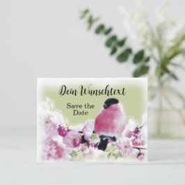 Romantischer Gimpel auf Rosa Kirschblüten ポストカード