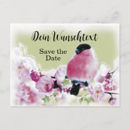 Romantischer Gimpel auf Rosa Kirschblüten ポストカード