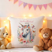 Romantisches Einhorn mit Blumen - Schulkind 2025 | クッション