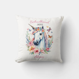 Romantisches Einhorn mit Blumen - Schulkind 2025 | クッション