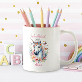 Romantisches Einhorn mit Blumen - Schulkind 2025 | ツートーンマグカップ