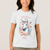 Romantisches Einhorn mit Blumen - Schulkind 2026 | トライブレンドTシャツ (正面)