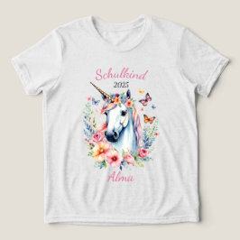 Romantisches Einhorn mit Blumen - Schulkind 2026 | トライブレンドTシャツ