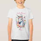 Romantisches Einhorn mit Blumen - Schulkind 2026 | トライブレンドTシャツ (正面)
