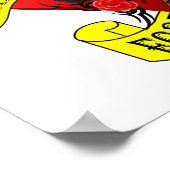 Romatic skull and heart tattoo design ポスター (角)