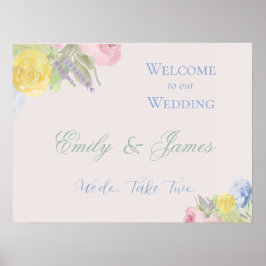 Romatic Wedding Welcome Sign ポスター