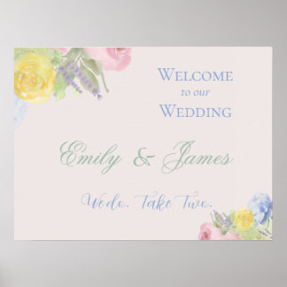 Romatic Wedding Welcome Sign ポスター