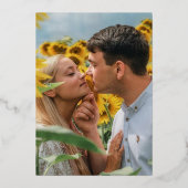 Romcomポスタパーソナライズされたー写真Save the Date 箔招待状 (裏面)