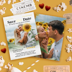 Romcomポスタパーソナライズされたー写真Save the Date 箔招待状