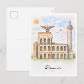 Rome Architecture Watercolor | Italy Travel シーズンポストカード (正面/裏面)