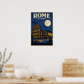 Rome at Night Poster | Colosseum Moonlight Vintage ポスター (キッチン)