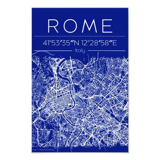 Rome Blueprint City Map Poster フォトプリント (正面)