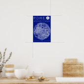 Rome Blueprint City Map Poster – Circular Design  ポスター (キッチン)