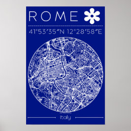 Rome Blueprint City Map Poster – Circular Design  ポスター