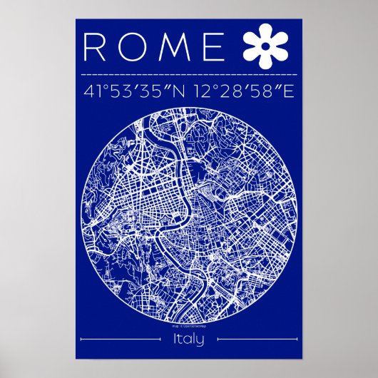Rome Blueprint City Map Poster – Circular Design  ポスター (正面)