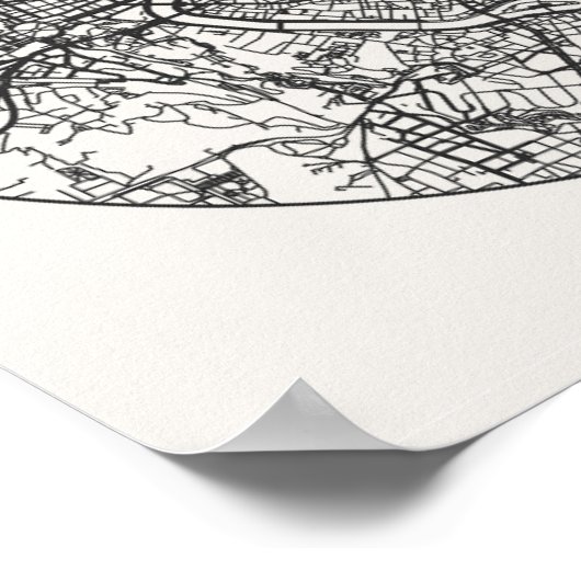 Rome City Map Poster circular Minimal Wall Art ポスター (角)