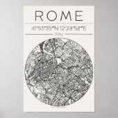 Rome City Map Poster circular Minimal Wall Art ポスター (正面)