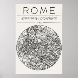 Rome City Map Poster circular Minimal Wall Art ポスター