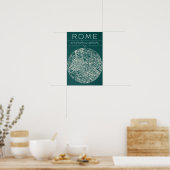 Rome City Map Poster – Modern Urban Wall Art ポスター (キッチン)