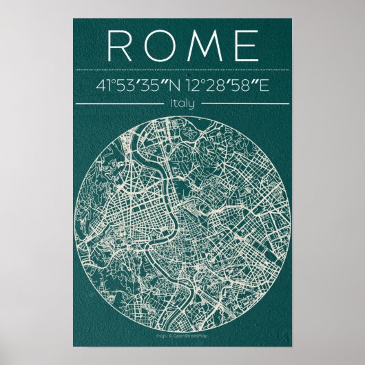 Rome City Map Poster – Modern Urban Wall Art ポスター (正面)