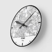 Rome Clock City Line Art ラウンド壁時計 (傾斜)