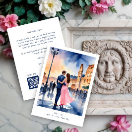 Rome Coliseum Colorful Cityscape Wedding Couple セーブザデート