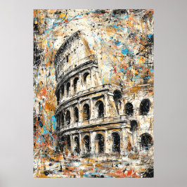 Rome Colosseum Abstract Drip Painting ポスター