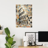 Rome Colosseum Abstract Drip Painting ポスター (ホームオフィス)